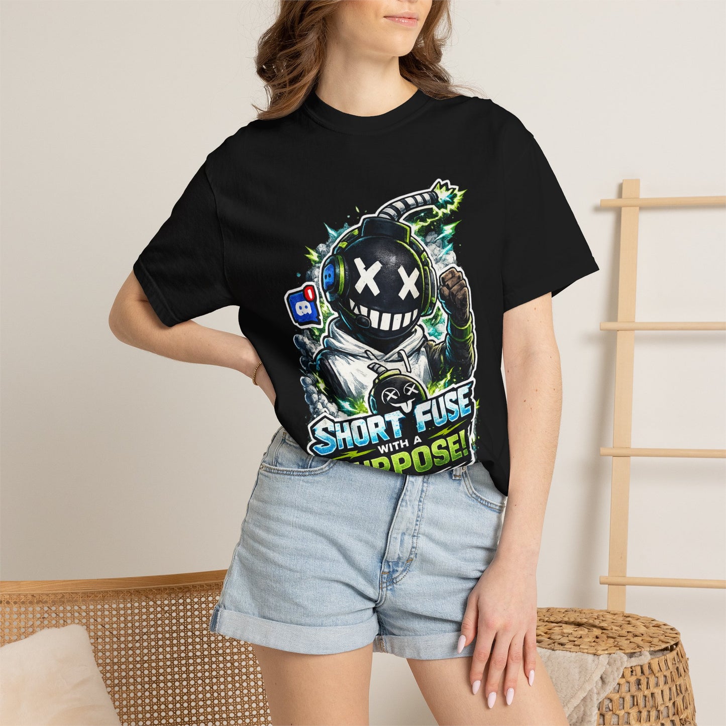 ⚡ SHORT FUSE WITH A PURPOSE ⚡ Graphic T-Shirt — Gamer Streetwear Tee "Made by Aiden"