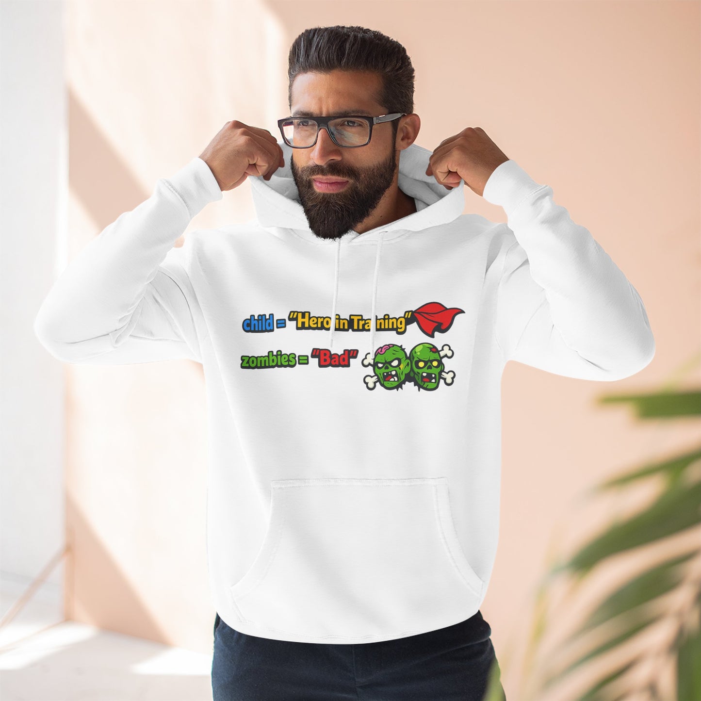 Child = “Hero in Training” Gamer Dad Hoodie | Funny Zombie Dad Gaming Hoodie | Gamer Parent Sweatshirt | Funny Family Gaming Hoodie