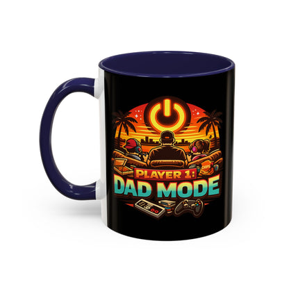 Player 1 Dad Mode Gaming Mug | Gamer Dad Coffee Mug | Retro Gaming Coffee Cup | Funny Gaming Dad Mug | Gamer Lifestyle Drinkware (11/15oz)