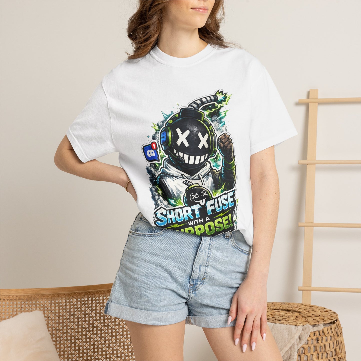 ⚡ SHORT FUSE WITH A PURPOSE ⚡ Graphic T-Shirt — Gamer Streetwear Tee "Made by Aiden"