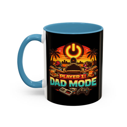 Player 1 Dad Mode Gaming Mug | Gamer Dad Coffee Mug | Retro Gaming Coffee Cup | Funny Gaming Dad Mug | Gamer Lifestyle Drinkware (11/15oz)