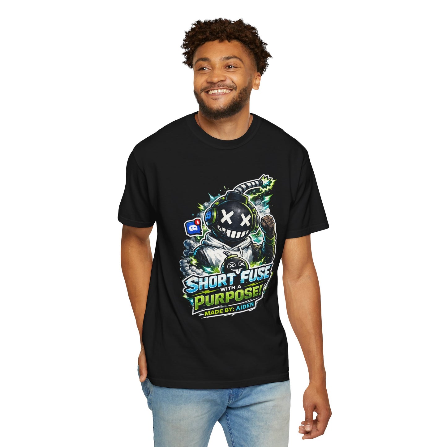 Short Fuse With a Purpose Graphic T-Shirt — Gamer Streetwear Tee "Made by Aiden"