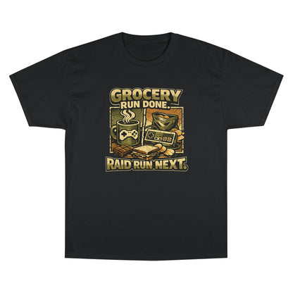 Grocery Run Done Raid Run Next Shirt | Funny Gamer Dad T-Shirt | Gaming Lifestyle Tee | Retro Gamer Dad Apparel | Cozy Gaming Shirt