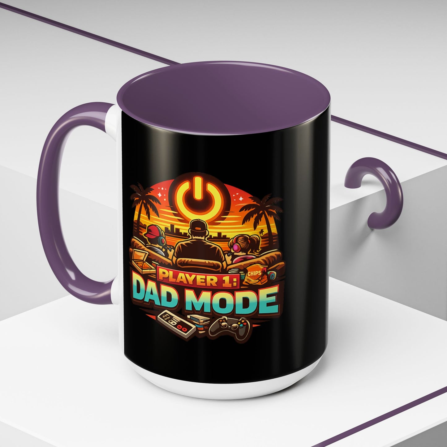 Player 1 Dad Mode Gaming Mug | Gamer Dad Coffee Mug | Retro Gaming Coffee Cup | Funny Gaming Dad Mug | Gamer Lifestyle Drinkware (11/15oz)