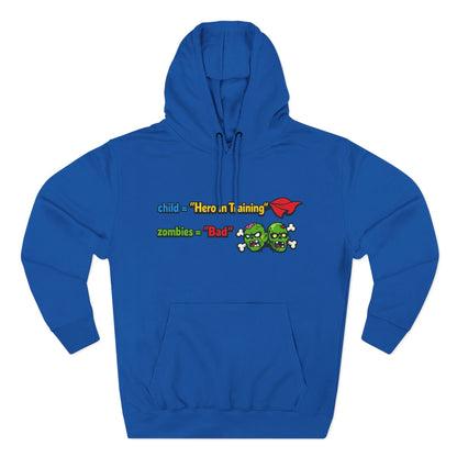 Child = “Hero in Training” Gamer Dad Hoodie | Funny Zombie Dad Gaming Hoodie | Gamer Parent Sweatshirt | Funny Family Gaming Hoodie
