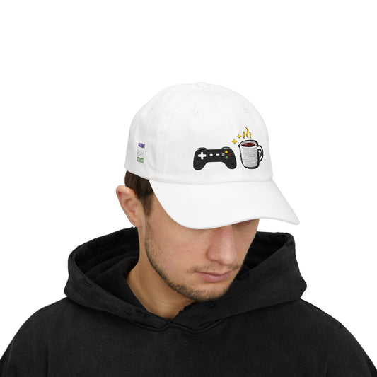 Coffee & Controller Dad Hat | Gamer Dad Cap | Minimal Gaming Embroidered Hat | Cozy Gamer Aesthetic Cap | Casual Gaming Lifestyle Hat
