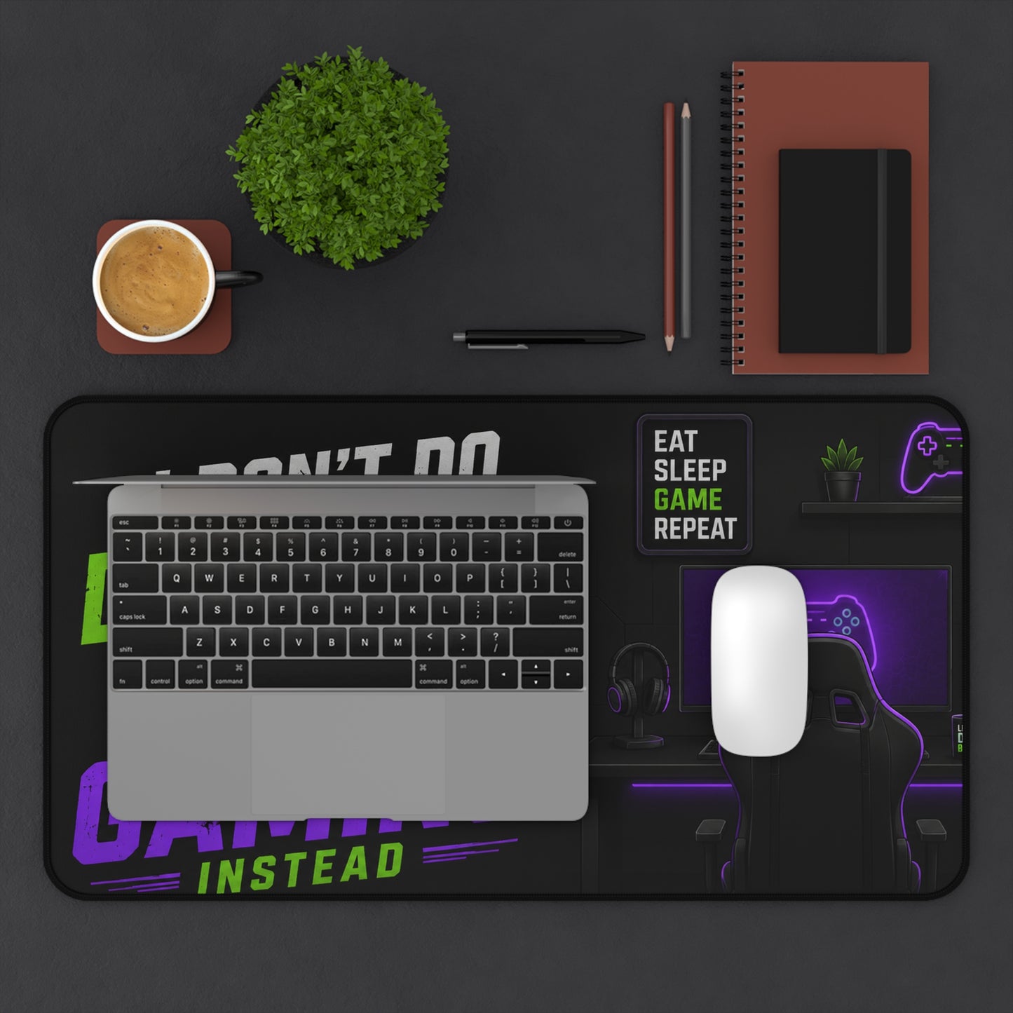 Gaming Desk Mat — "I Don't Do Dad Jokes, I Do Gaming Instead" RGB PC Mouse Pad for Gamer Dads