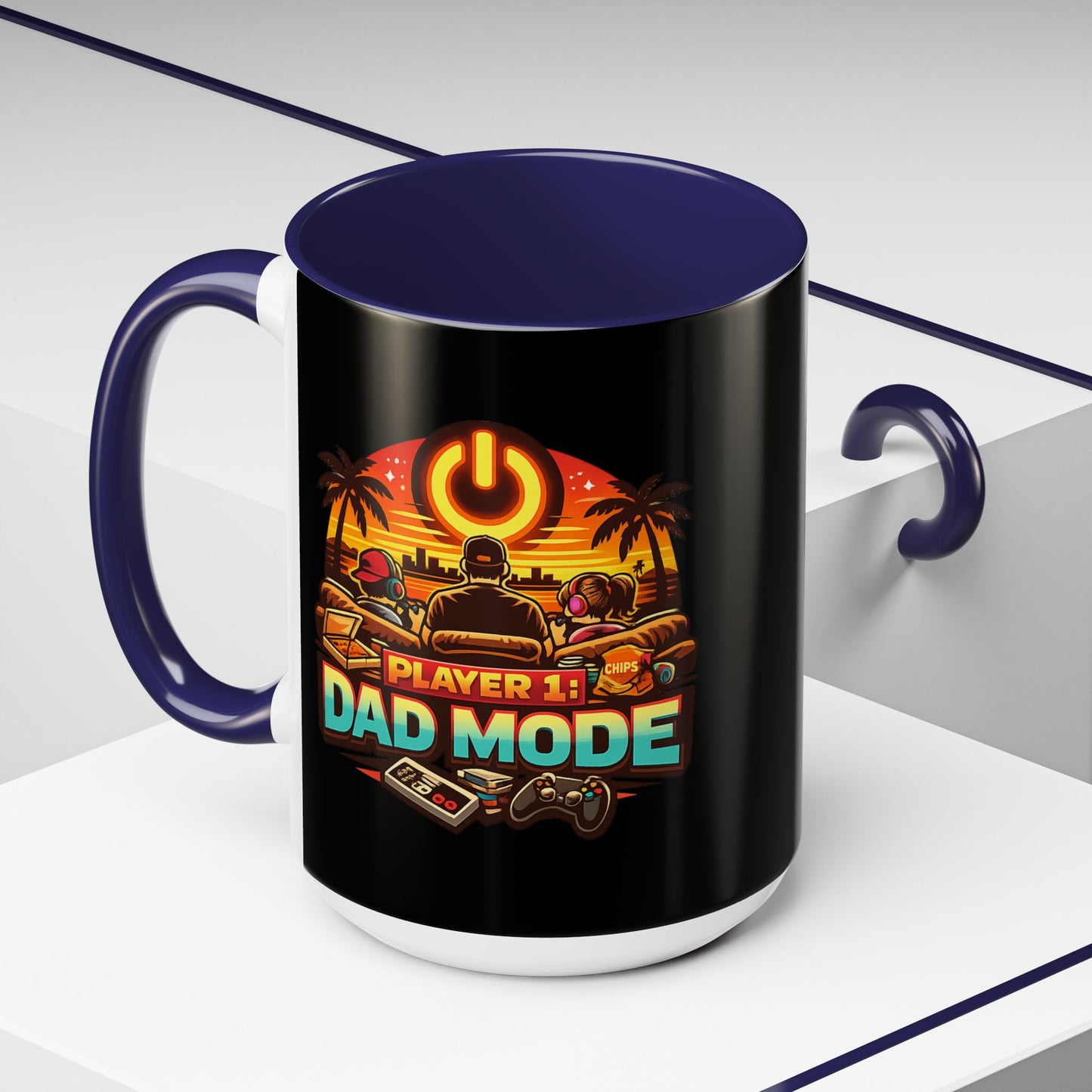 Player 1 Dad Mode Gaming Mug | Gamer Dad Coffee Mug | Retro Gaming Coffee Cup | Funny Gaming Dad Mug | Gamer Lifestyle Drinkware (11/15oz)