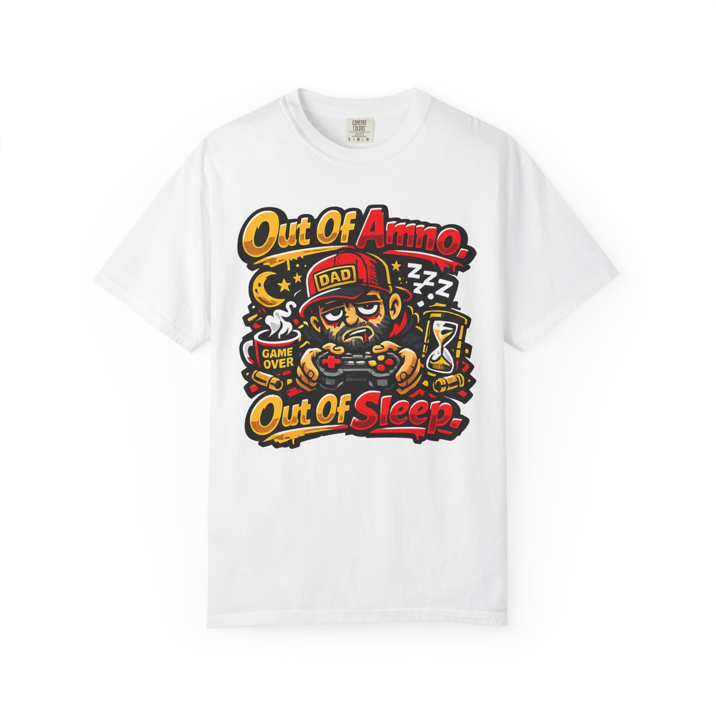 Dad Tee "Out of Ammo, Out of Sleep" | Gamer Tee