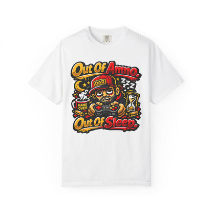 Dad Tee "Out of Ammo, Out of Sleep" | Gamer Tee