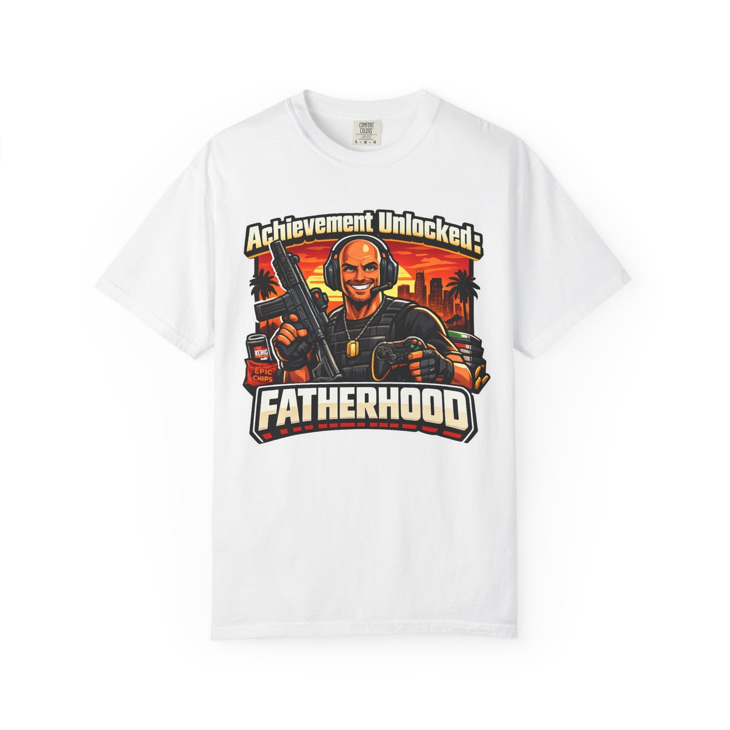 Achievement Unlocked Fatherhood Shirt | Gamer Dad T-Shirt | Funny Gaming Father Tee | FPS Gamer Dad Apparel | Retro Gaming Streetwear