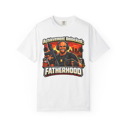 Achievement Unlocked Fatherhood Shirt | Gamer Dad T-Shirt | Funny Gaming Father Tee | FPS Gamer Dad Apparel | Retro Gaming Streetwear