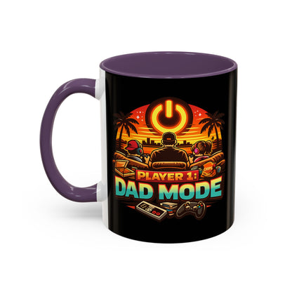Player 1 Dad Mode Gaming Mug | Gamer Dad Coffee Mug | Retro Gaming Coffee Cup | Funny Gaming Dad Mug | Gamer Lifestyle Drinkware (11/15oz)