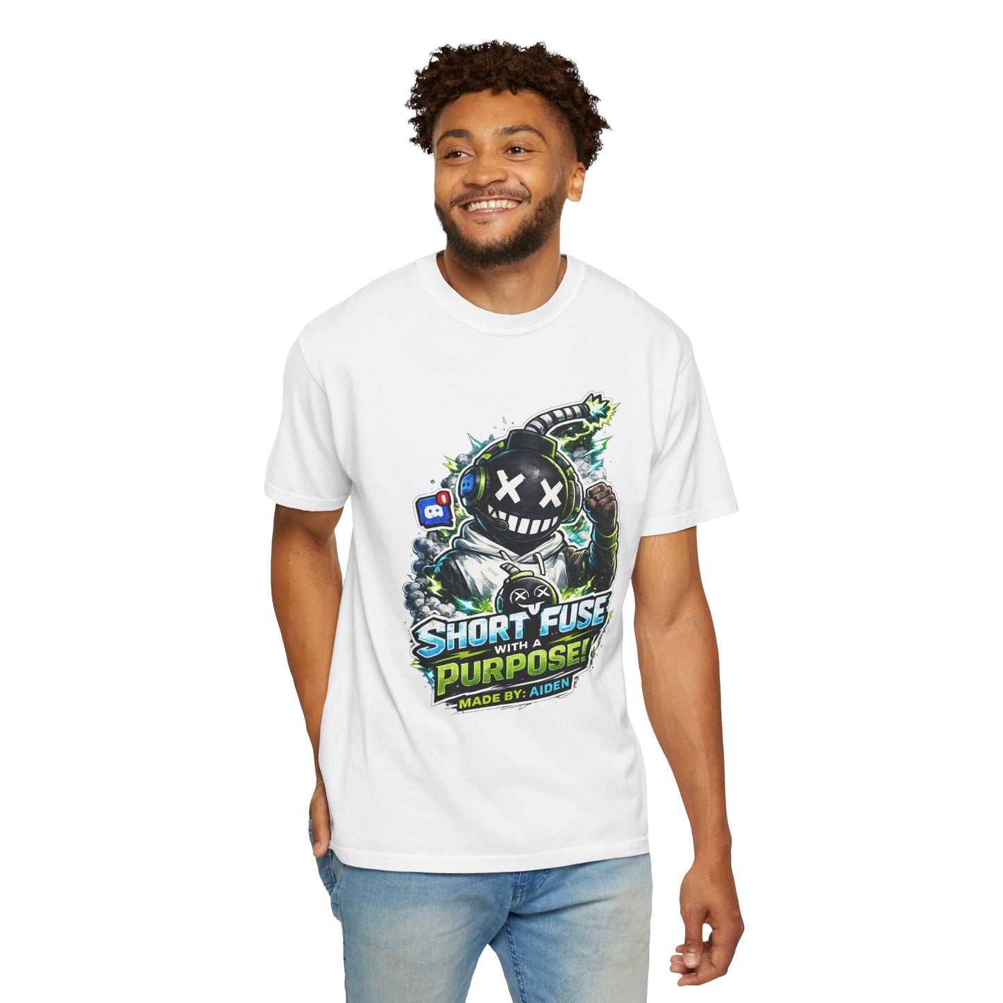Short Fuse With a Purpose Graphic T-Shirt — Gamer Streetwear Tee "Made by Aiden"