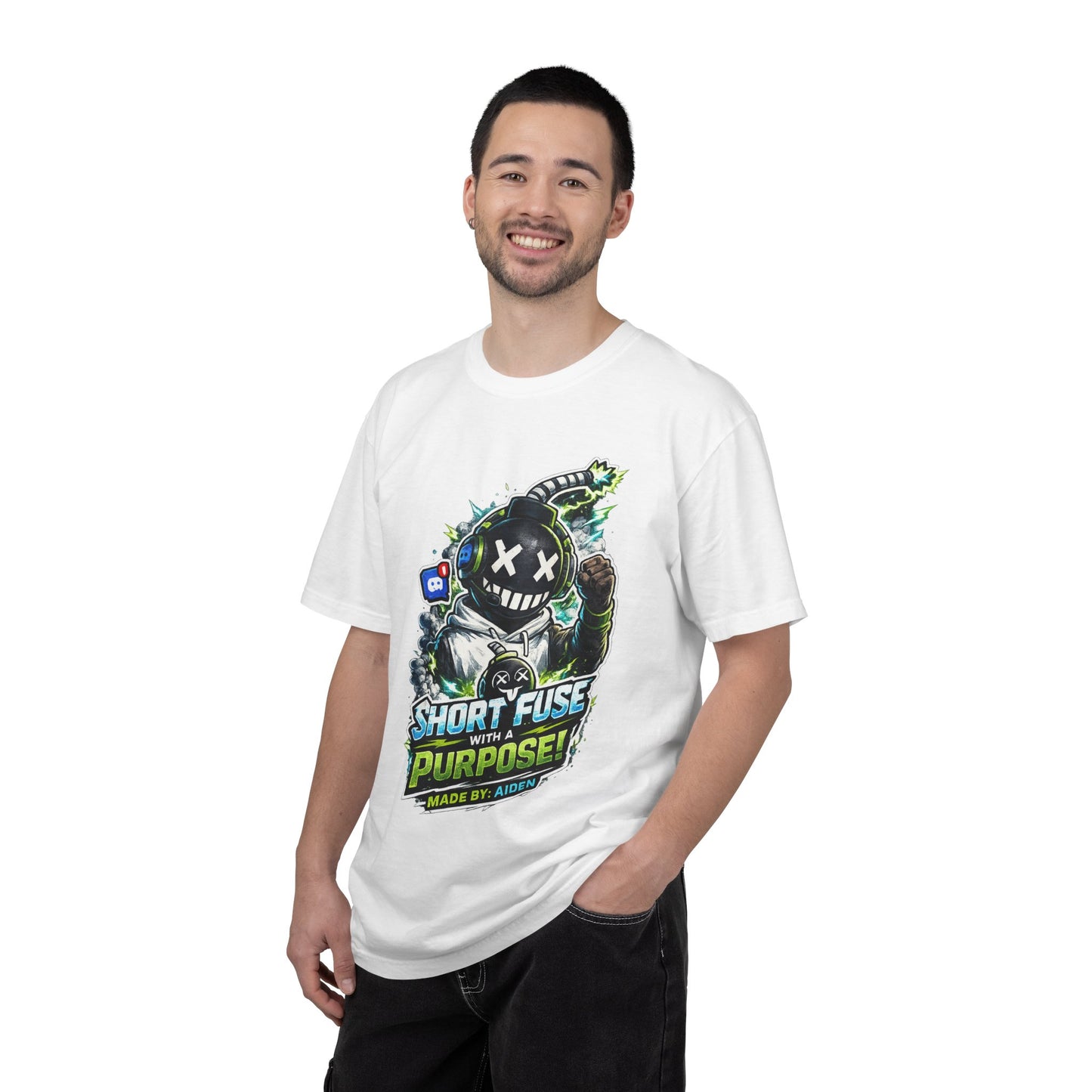 Short Fuse With a Purpose Graphic T-Shirt — Gamer Streetwear Tee "Made by Aiden"