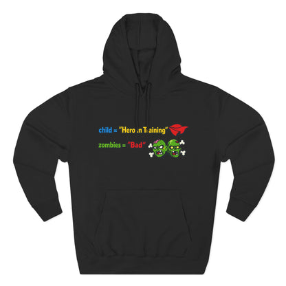 Child = “Hero in Training” Gamer Dad Hoodie | Funny Zombie Dad Gaming Hoodie | Gamer Parent Sweatshirt | Funny Family Gaming Hoodie