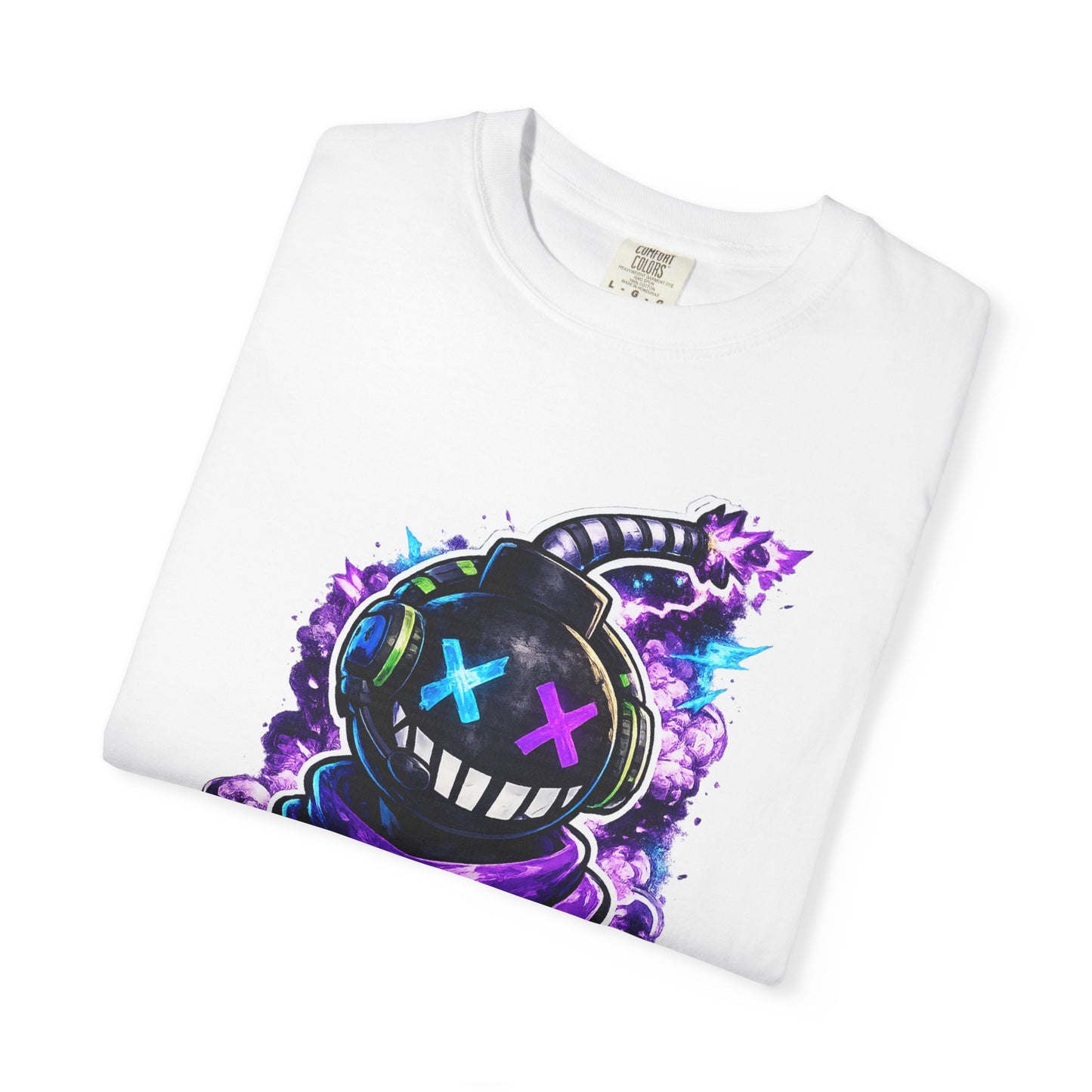 Neon Bomber Character Graphic T-Shirt — Gamer Streetwear Tee "Made by Aiden"