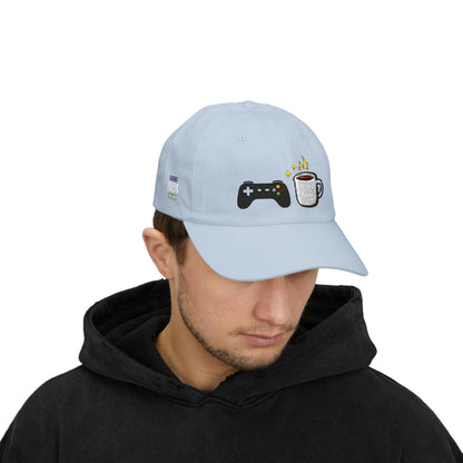 Coffee & Controller Dad Hat | Gamer Dad Cap | Minimal Gaming Embroidered Hat | Cozy Gamer Aesthetic Cap | Casual Gaming Lifestyle Hat