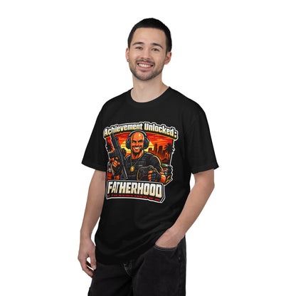Achievement Unlocked Fatherhood Shirt | Gamer Dad T-Shirt | Funny Gaming Father Tee | FPS Gamer Dad Apparel | Retro Gaming Streetwear