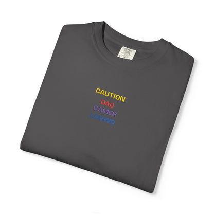 CAUTION DAD GAMER LEGEND Shirt | Retro Gamer Dad T-Shirt | Funny Gaming Father Tee | Minimalist Gaming Shirt | Gift for Gamer Dad