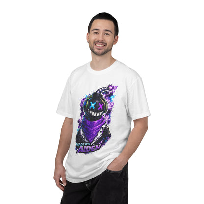 Neon Bomber Character Graphic T-Shirt — Gamer Streetwear Tee "Made by Aiden"