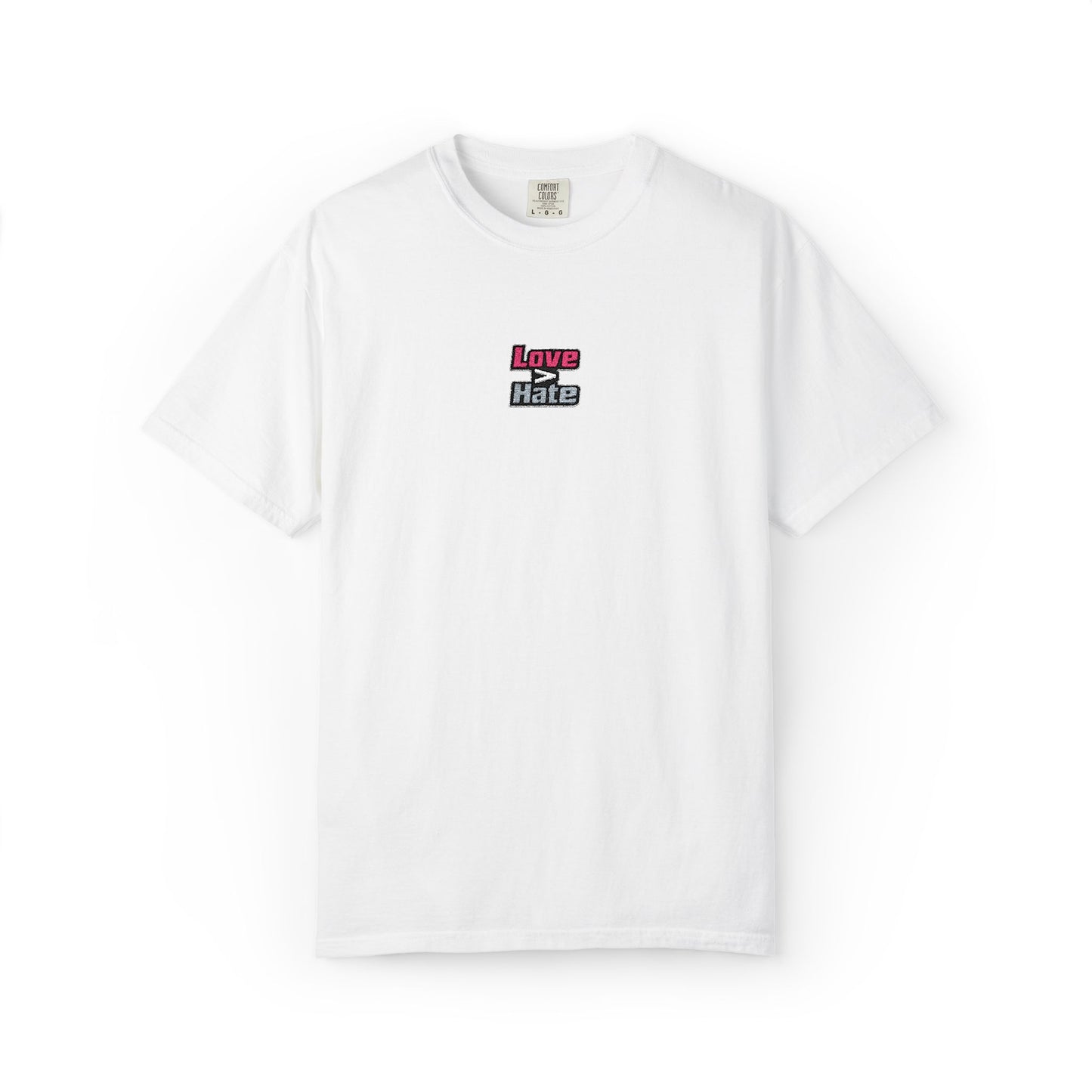 T-Shirt — 'Love Beats Hate' Mini Chest Graphic Tee