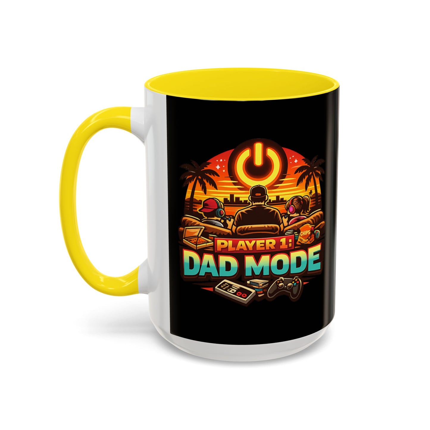 Player 1 Dad Mode Gaming Mug | Gamer Dad Coffee Mug | Retro Gaming Coffee Cup | Funny Gaming Dad Mug | Gamer Lifestyle Drinkware (11/15oz)