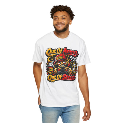 Dad Tee "Out of Ammo, Out of Sleep" | Gamer Tee