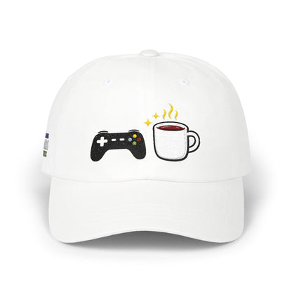 Coffee & Controller Dad Hat | Gamer Dad Cap | Minimal Gaming Embroidered Hat | Cozy Gamer Aesthetic Cap | Casual Gaming Lifestyle Hat