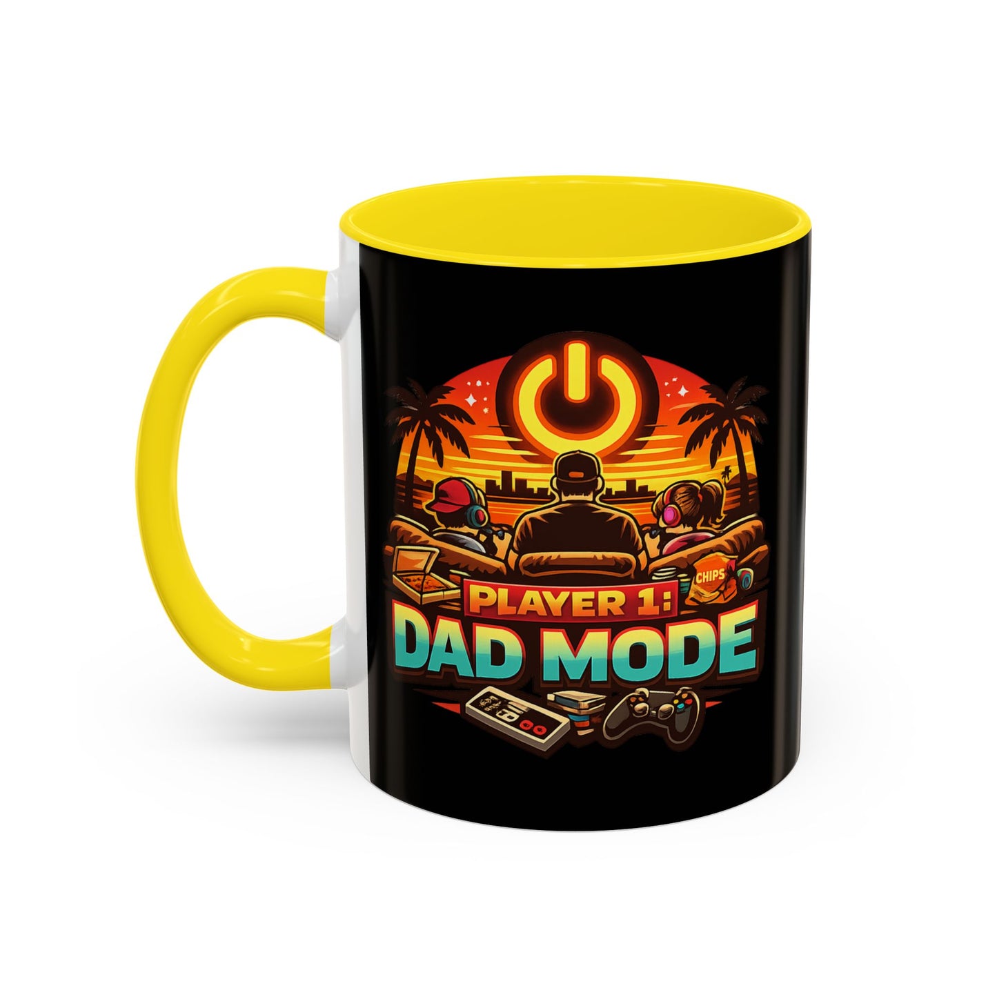 Player 1 Dad Mode Gaming Mug | Gamer Dad Coffee Mug | Retro Gaming Coffee Cup | Funny Gaming Dad Mug | Gamer Lifestyle Drinkware (11/15oz)