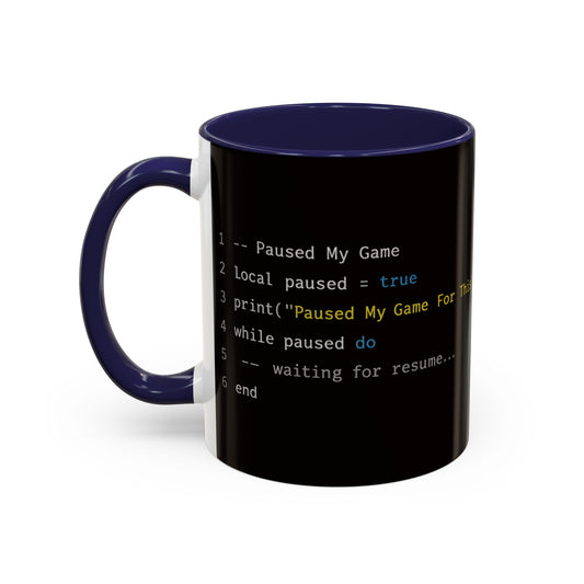 Black Accent Coffee Mug — Funny Retro Computer Code ‘Loading…’ Design