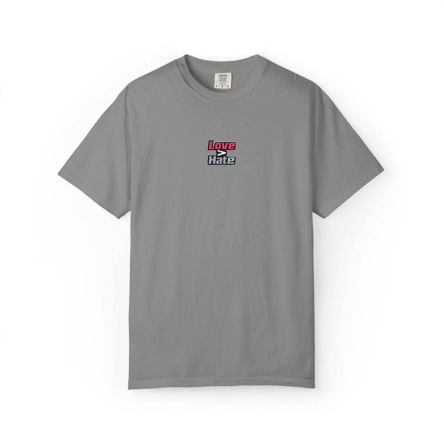 T-Shirt — 'Love Beats Hate' Mini Chest Graphic Tee