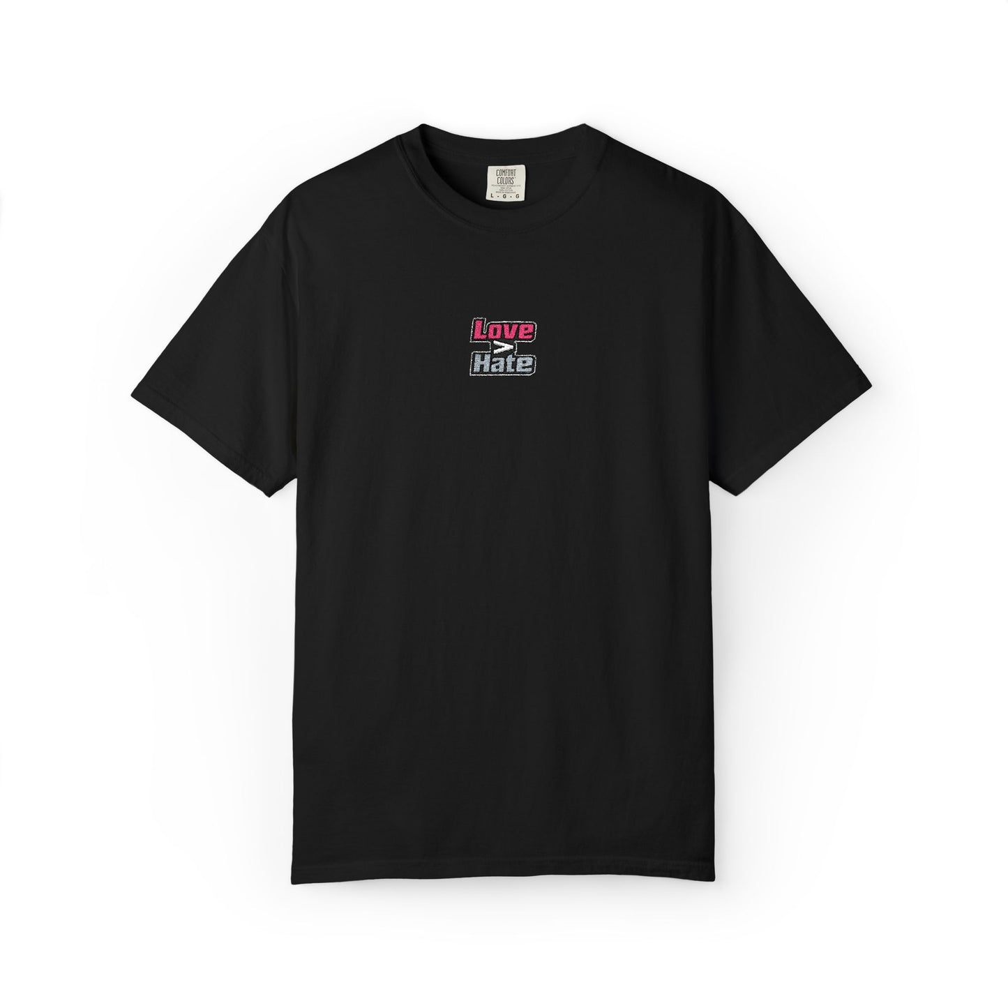 T-Shirt — 'Love Beats Hate' Mini Chest Graphic Tee