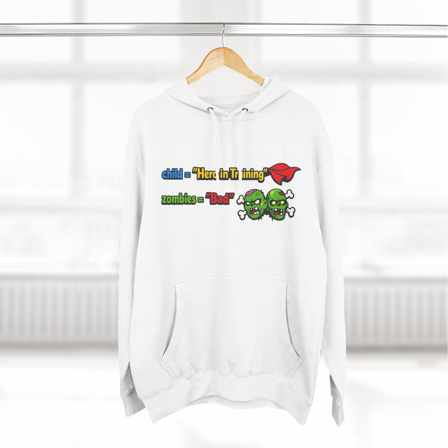 Child = “Hero in Training” Gamer Dad Hoodie | Funny Zombie Dad Gaming Hoodie | Gamer Parent Sweatshirt | Funny Family Gaming Hoodie