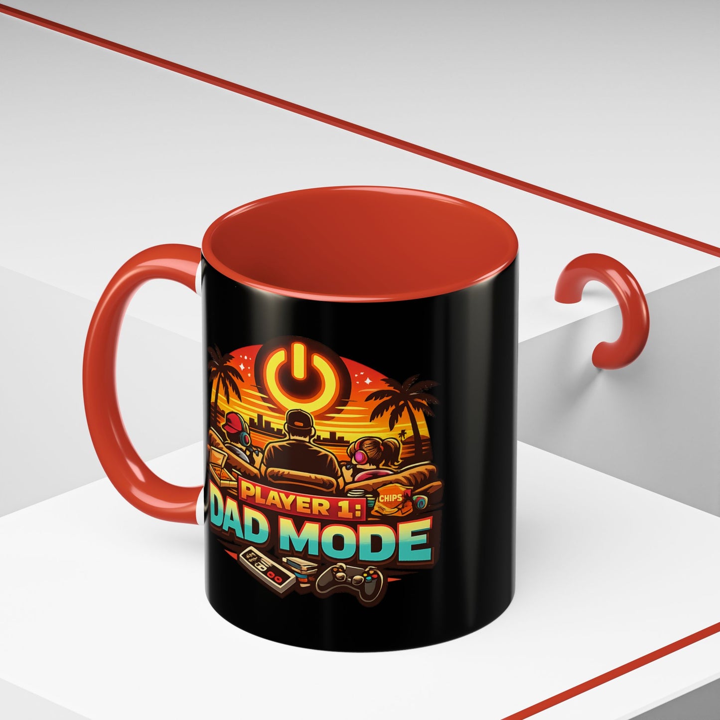 Player 1 Dad Mode Gaming Mug | Gamer Dad Coffee Mug | Retro Gaming Coffee Cup | Funny Gaming Dad Mug | Gamer Lifestyle Drinkware (11/15oz)