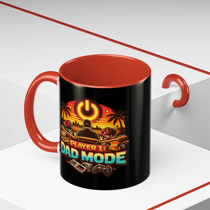 Player 1 Dad Mode Gaming Mug | Gamer Dad Coffee Mug | Retro Gaming Coffee Cup | Funny Gaming Dad Mug | Gamer Lifestyle Drinkware (11/15oz)