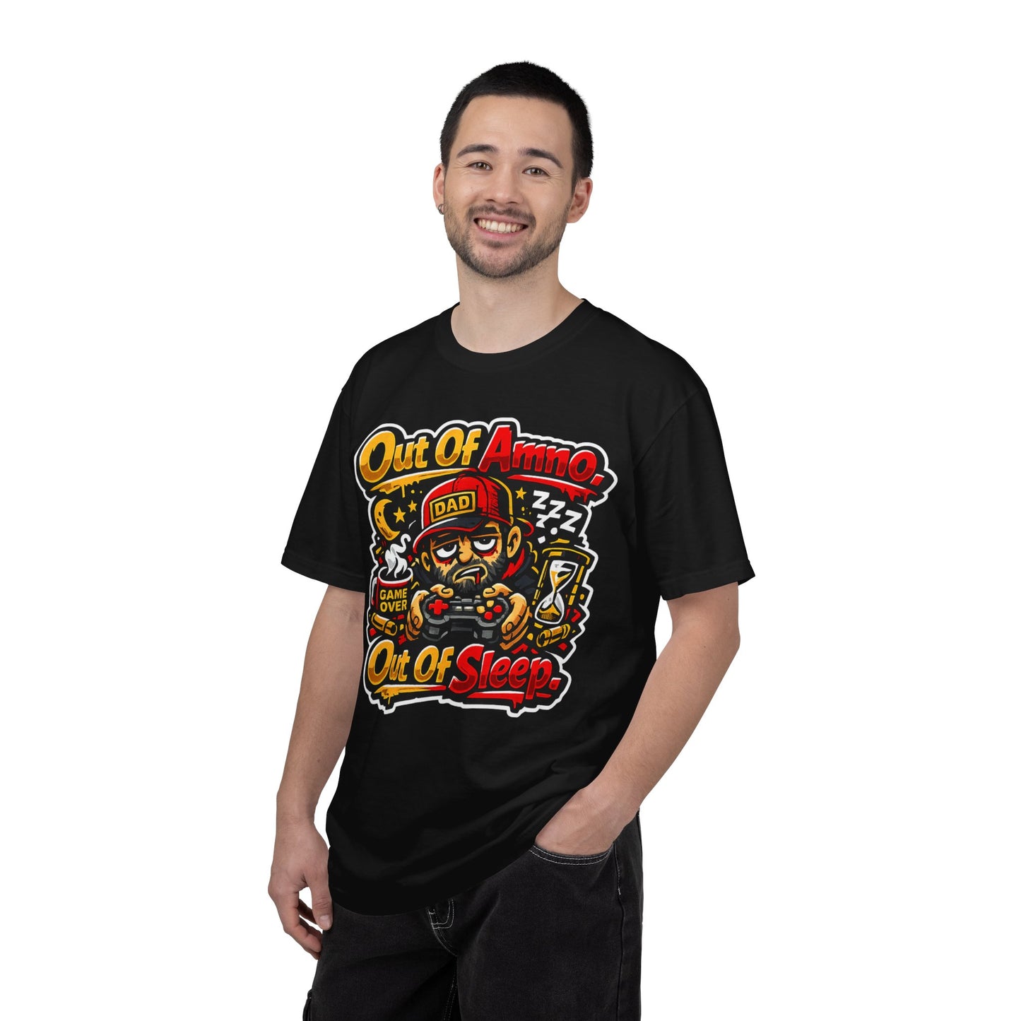 Dad Tee "Out of Ammo, Out of Sleep" | Gamer Tee