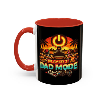 Player 1 Dad Mode Gaming Mug | Gamer Dad Coffee Mug | Retro Gaming Coffee Cup | Funny Gaming Dad Mug | Gamer Lifestyle Drinkware (11/15oz)