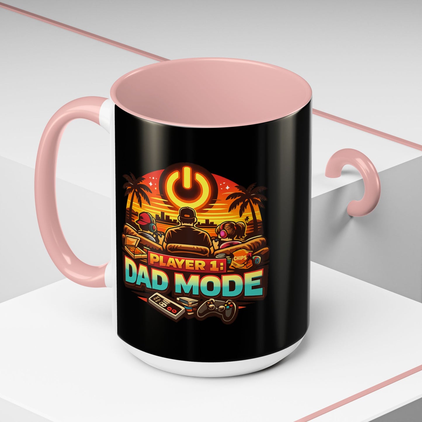 Player 1 Dad Mode Gaming Mug | Gamer Dad Coffee Mug | Retro Gaming Coffee Cup | Funny Gaming Dad Mug | Gamer Lifestyle Drinkware (11/15oz)