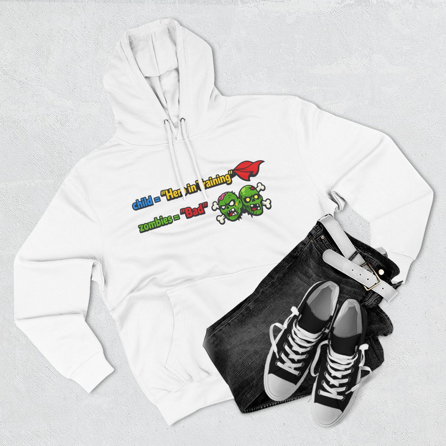 Child = “Hero in Training” Gamer Dad Hoodie | Funny Zombie Dad Gaming Hoodie | Gamer Parent Sweatshirt | Funny Family Gaming Hoodie