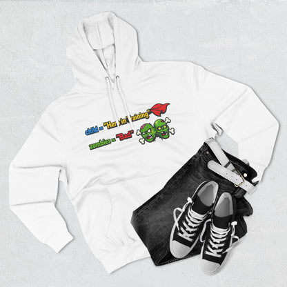 Child = “Hero in Training” Gamer Dad Hoodie | Funny Zombie Dad Gaming Hoodie | Gamer Parent Sweatshirt | Funny Family Gaming Hoodie