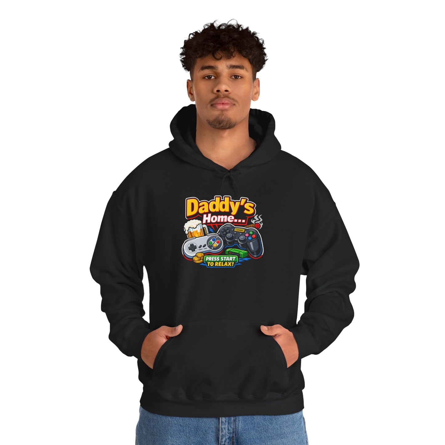 Hoodie — "Daddy's Game Room" Retro Controller Hooded Sweatshirt