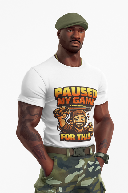 Paused My Game For This Shirt | Funny Gamer Dad T-Shirt | Gaming Father Tee | Retro Gamer Dad Apparel | Dad Gaming Shirt