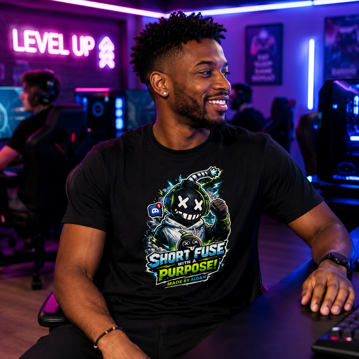 Short Fuse With a Purpose Graphic T-Shirt — Gamer Streetwear Tee "Made by Aiden"