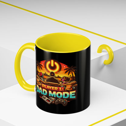 Player 1 Dad Mode Gaming Mug | Gamer Dad Coffee Mug | Retro Gaming Coffee Cup | Funny Gaming Dad Mug | Gamer Lifestyle Drinkware (11/15oz)