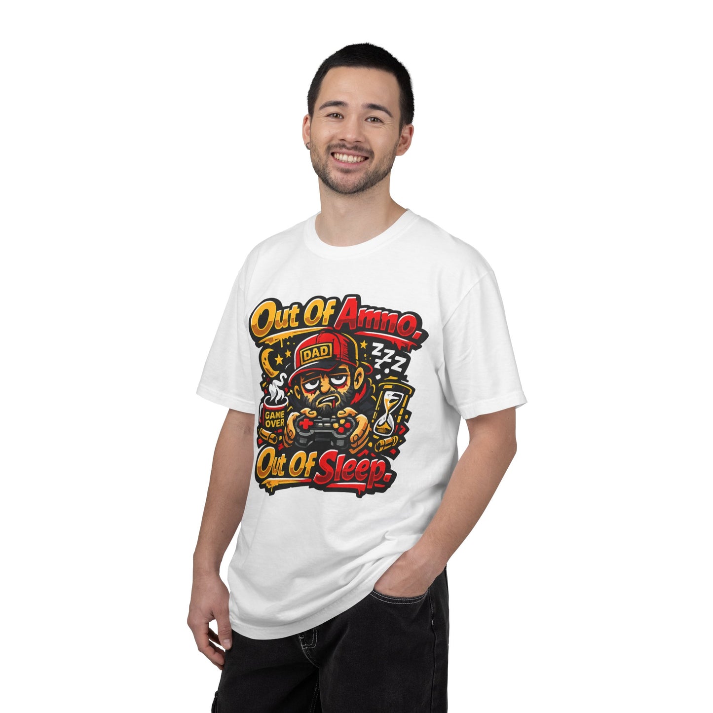 Dad Tee "Out of Ammo, Out of Sleep" | Gamer Tee