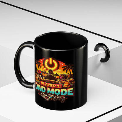 Player 1 Dad Mode Gaming Mug | Gamer Dad Coffee Mug | Retro Gaming Coffee Cup | Funny Gaming Dad Mug | Gamer Lifestyle Drinkware (11/15oz)