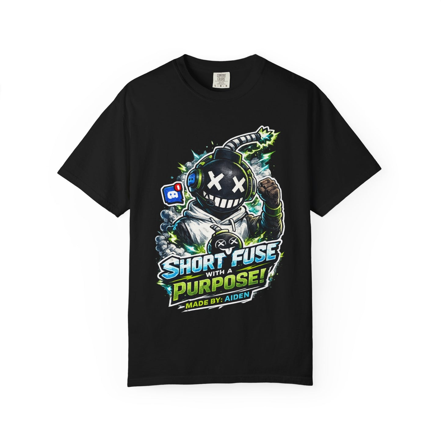 ⚡ SHORT FUSE WITH A PURPOSE ⚡ Graphic T-Shirt — Gamer Streetwear Tee "Made by Aiden"