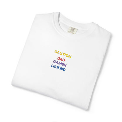 CAUTION DAD GAMER LEGEND Shirt | Retro Gamer Dad T-Shirt | Funny Gaming Father Tee | Minimalist Gaming Shirt | Gift for Gamer Dad