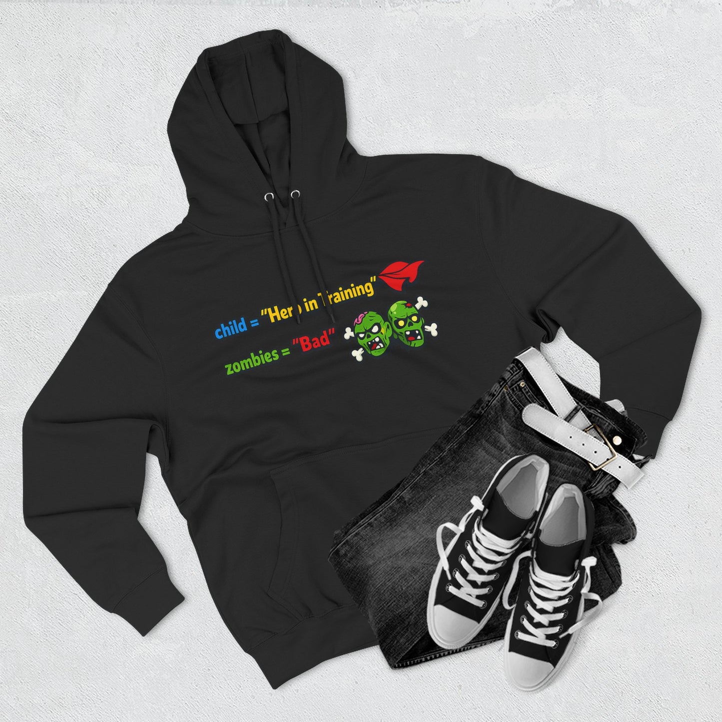 Child = “Hero in Training” Gamer Dad Hoodie | Funny Zombie Dad Gaming Hoodie | Gamer Parent Sweatshirt | Funny Family Gaming Hoodie